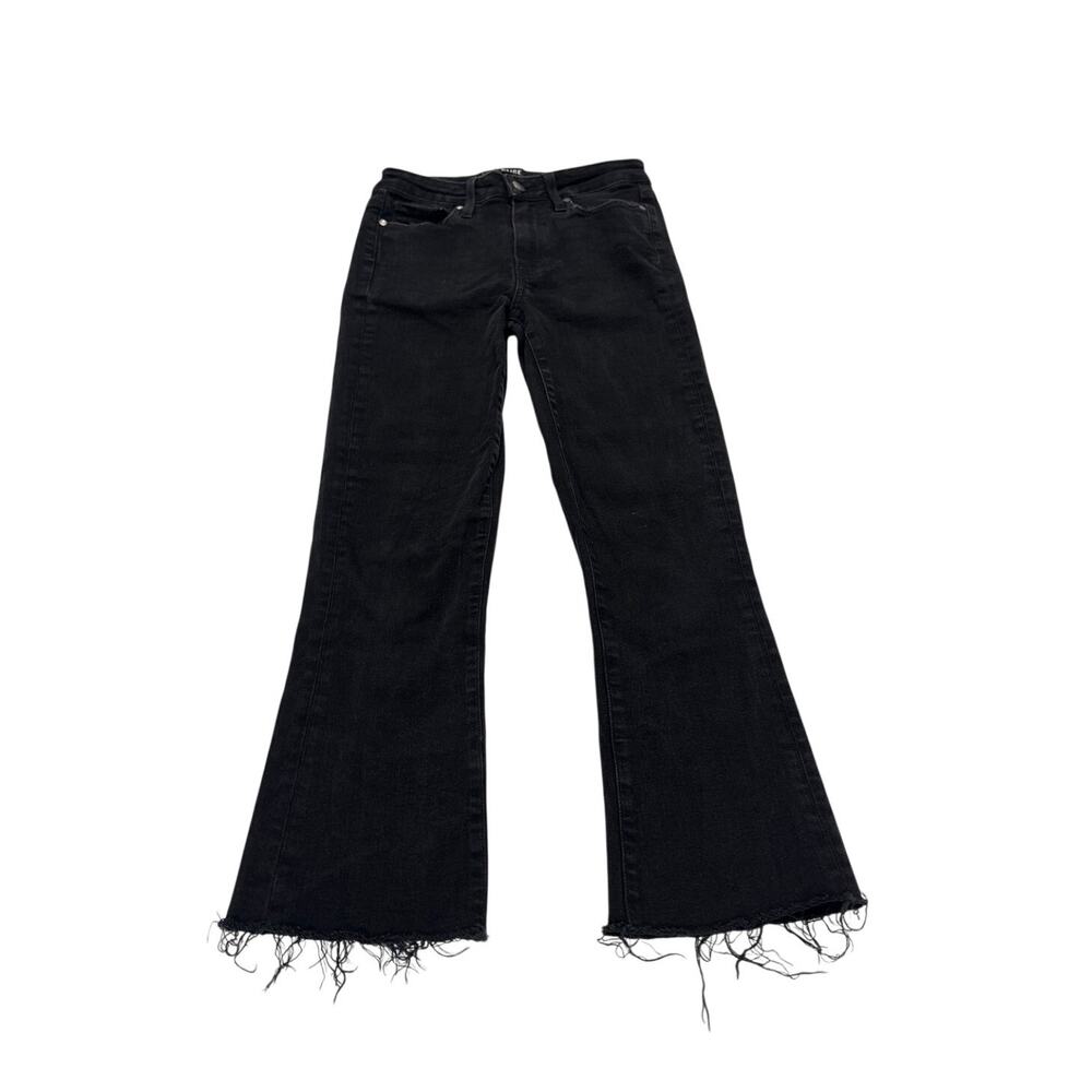Paige Womens 24 Colette Crop Flare Black Raw Hem High Rise Jeans Basic Denim